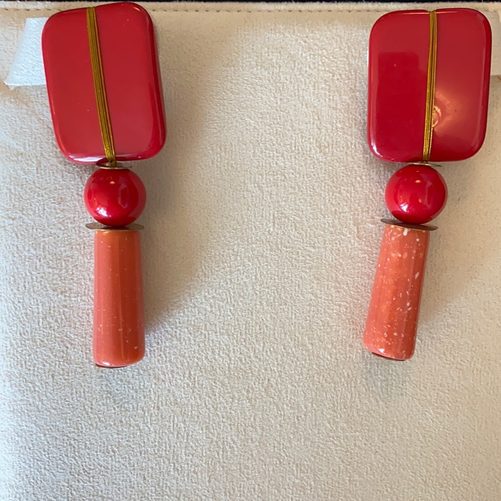 Modern Pink/Red/Gold Clip-On Earrings